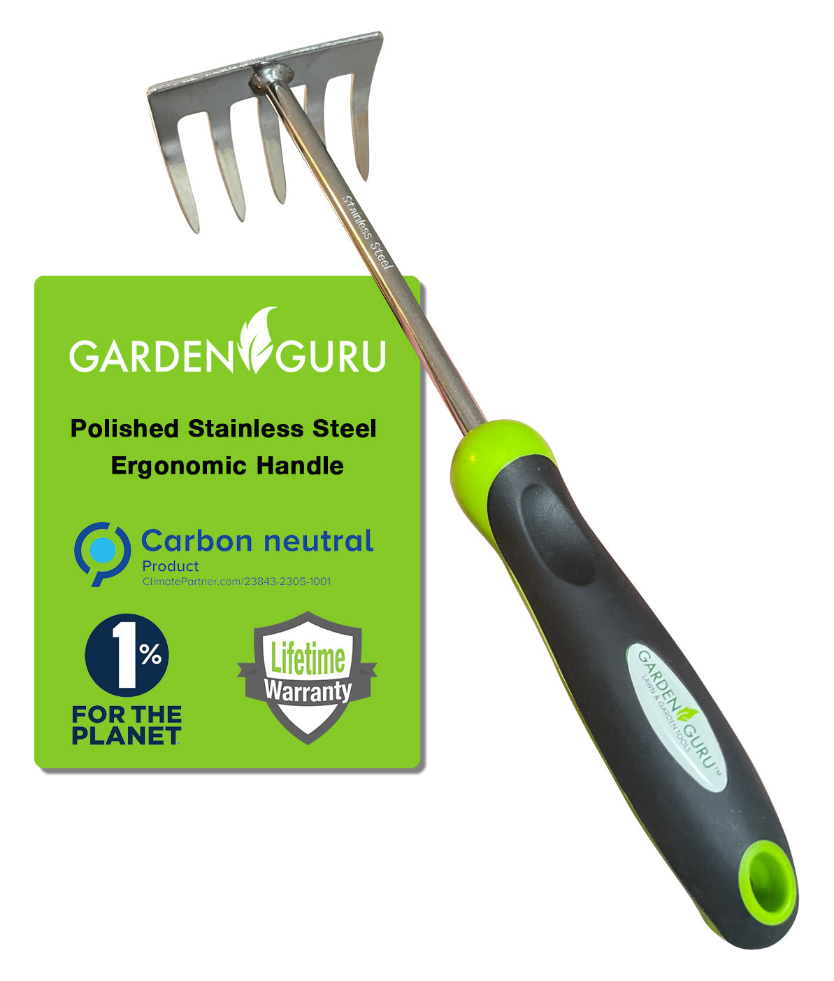 Stainless Steel 5 Tine Rake Cultivator Tiller Tool