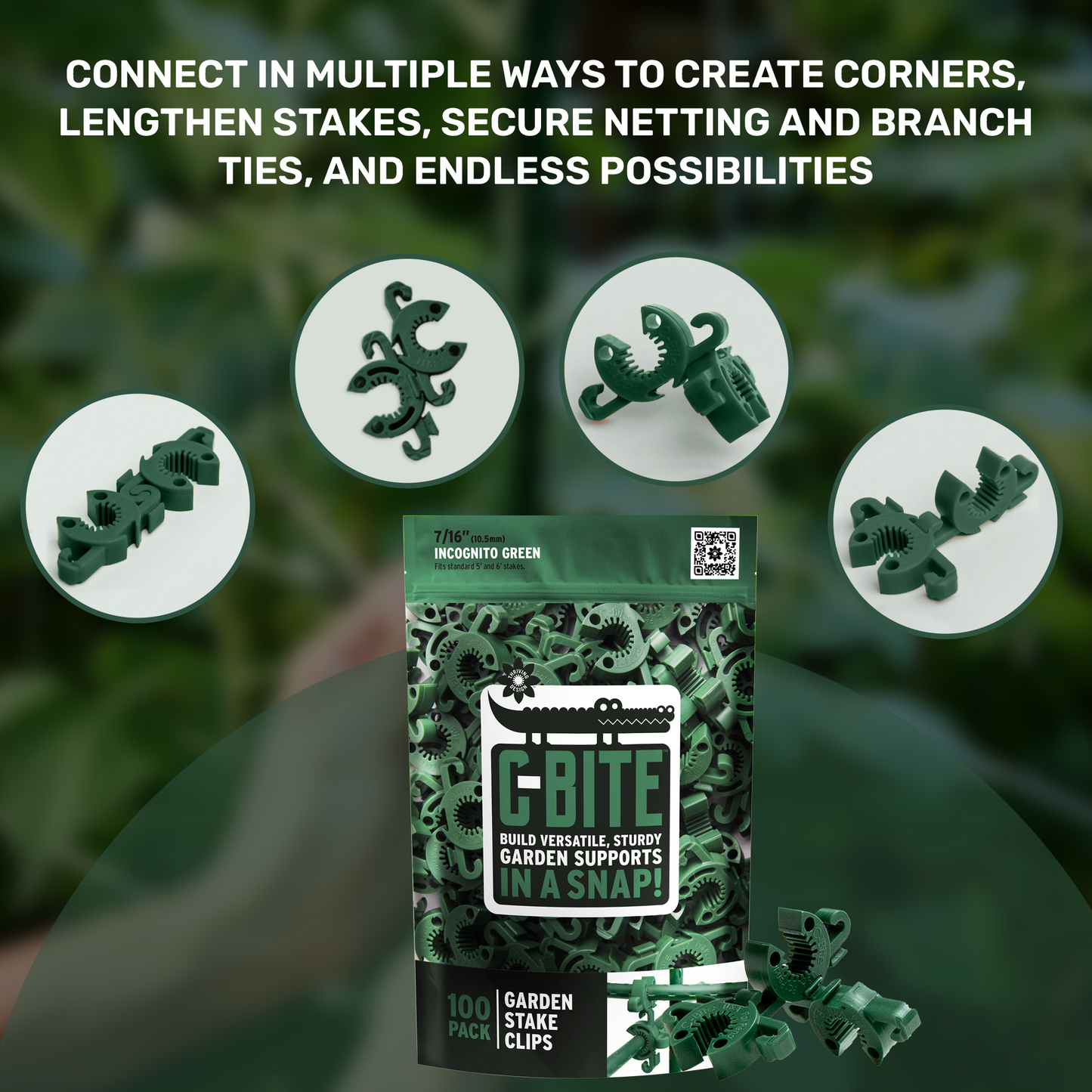 C-BITE Garden Stake Clips - Plant Support Connectors
